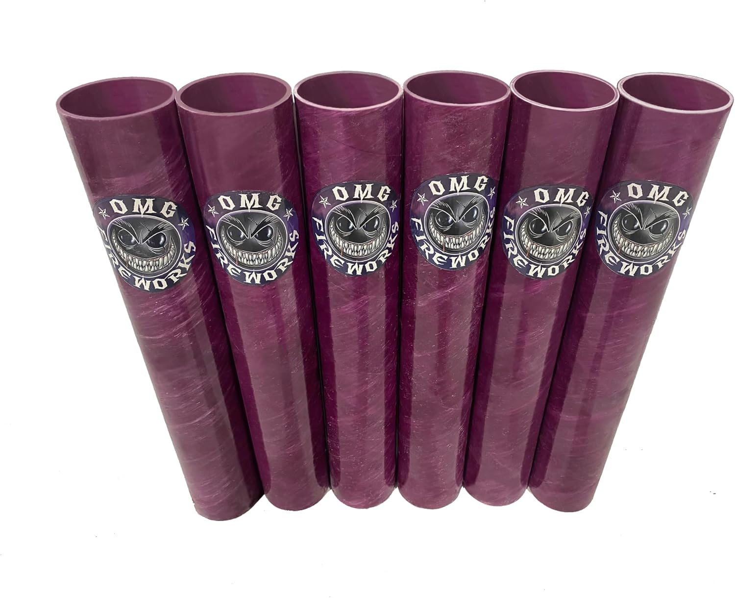 50 Shot Fan Rack with 1.75"" Purple Fiberglass Mortar Tubes, Yellow