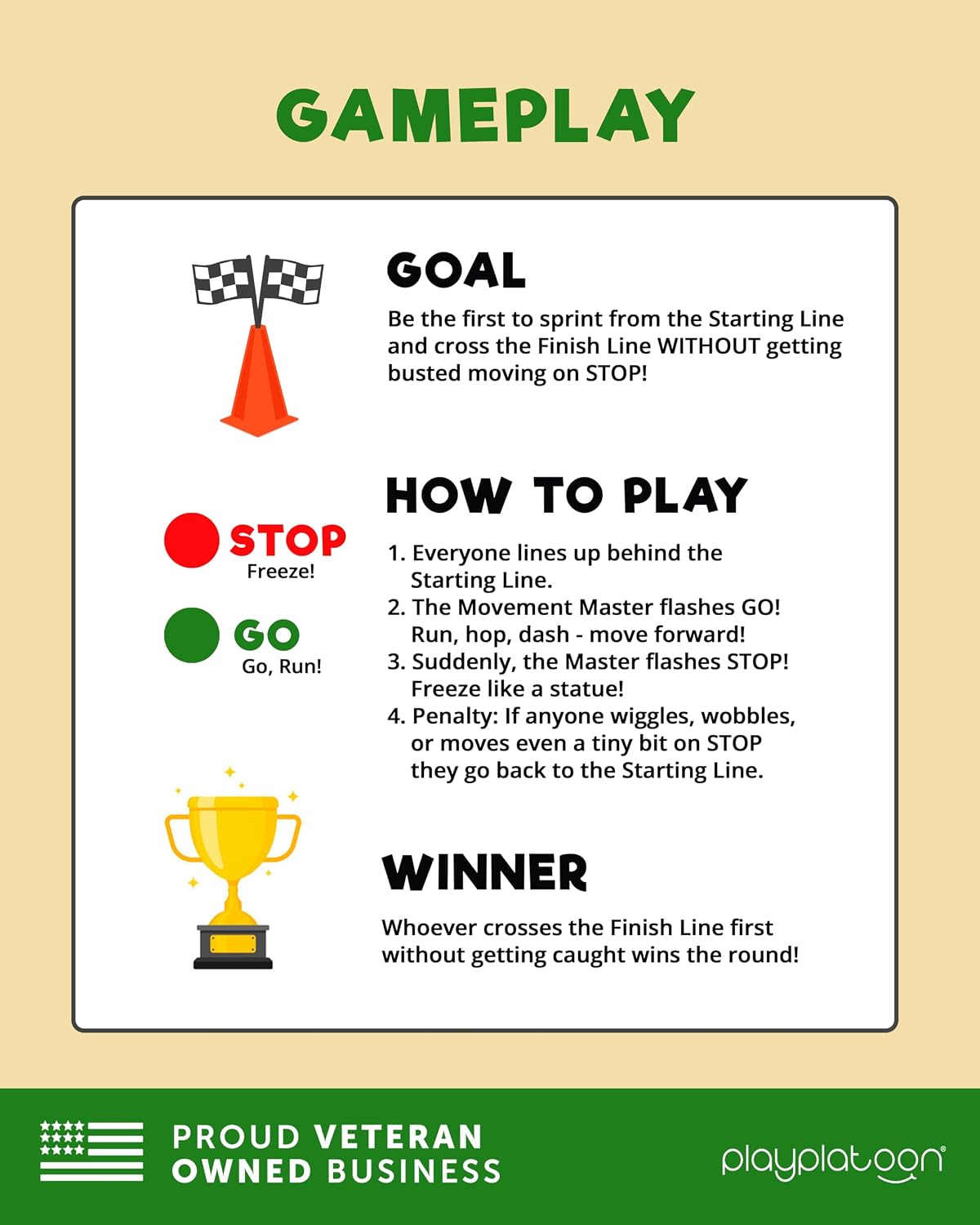 Play Platoon Red Light Green Light or CTF Game for Kids, The Traditional Original 20 Player Set with Real Wood Handle Signs or Capture the Flag Game with Cones