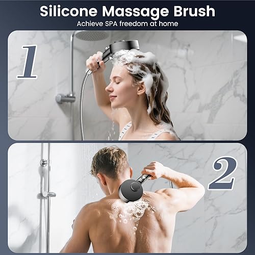 Miniatura 7 de Cabezal de ducha filtrado con portátil, cabezal de ducha de alta presión con 4 modos de pulverización con filtros, cuentas de filtro suavizantes de