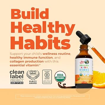 MARYRUTH'S USDA Organic Kids Vitamin C Drops, Immune Support, 2 oz