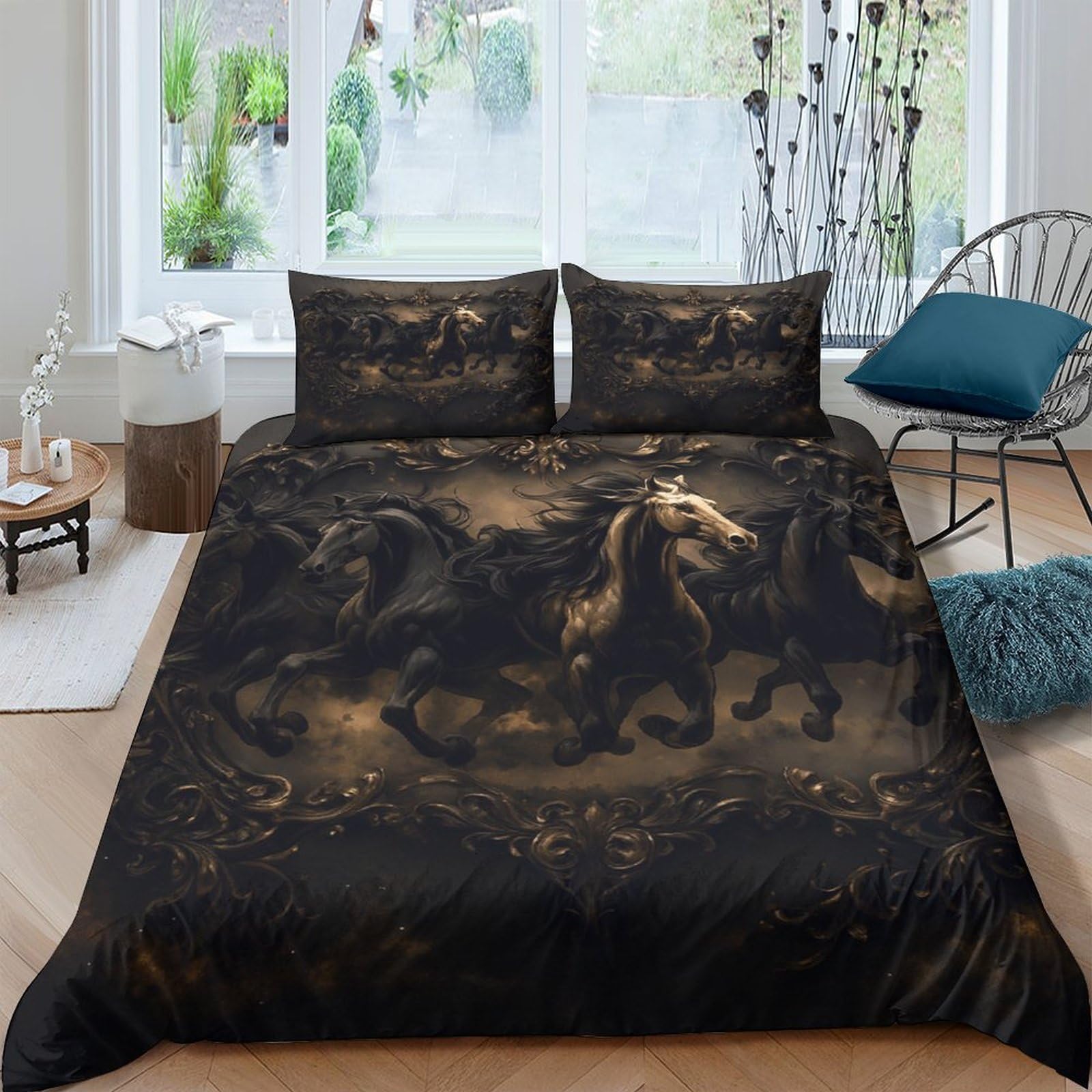 Ctjqhvkz Style-1 3D Printed Black Gold Dragon Fitted Sheet Microfiber Soft Breathable Chinese Myth Mattress Cover Bedroom Decor Single（135X200cm）