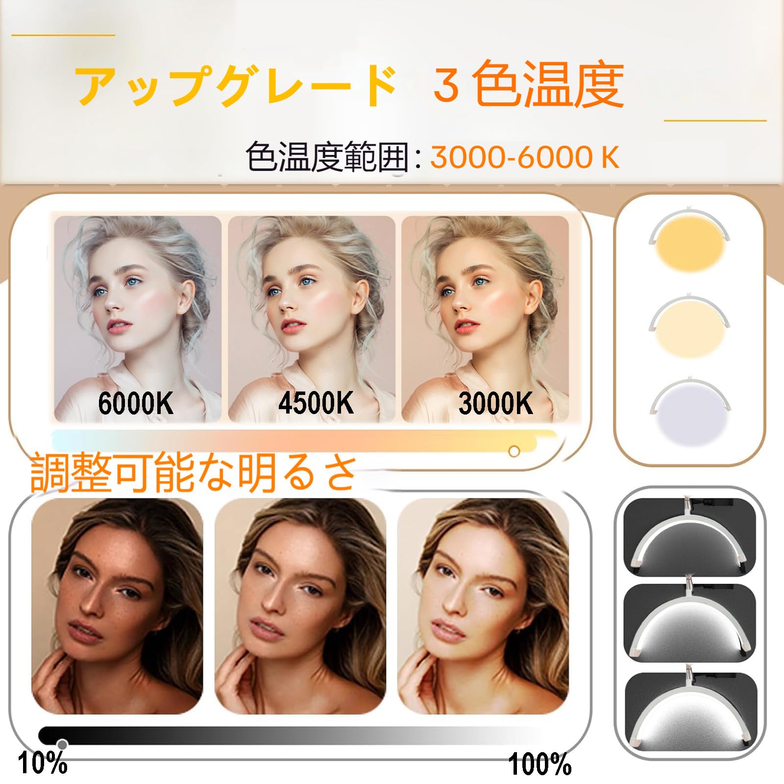 Amazon.co.jp: 2024 ハーフムーンライトスマホホルダー付き 、20W