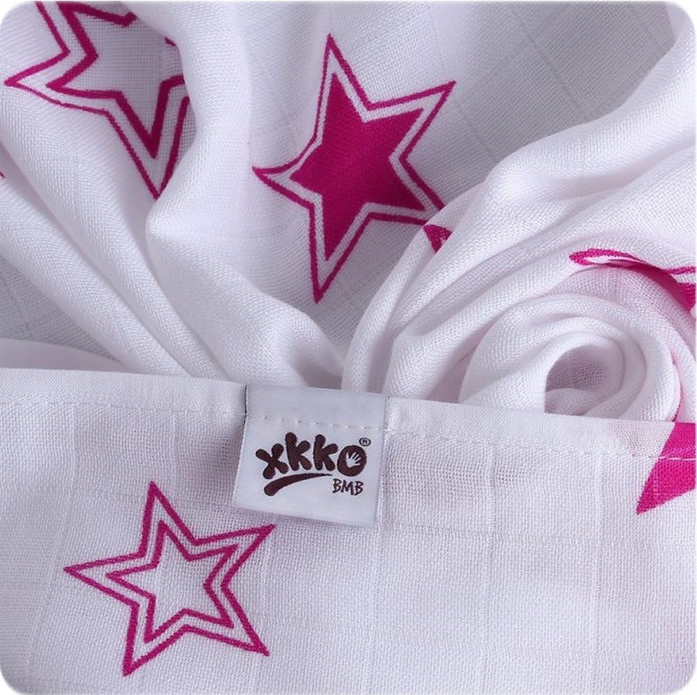 Bamboo Muslin Nappies 90 x 100 cm Magenta Star