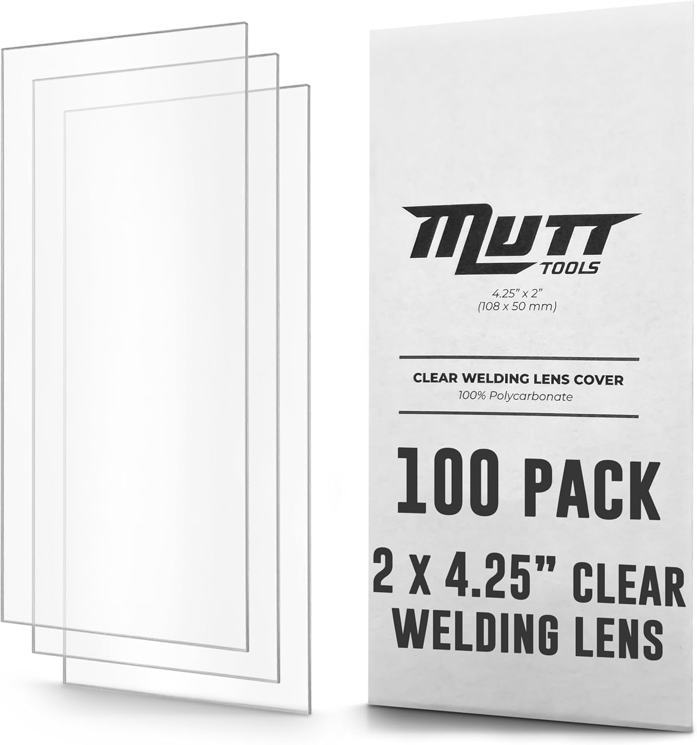 Mutt Tools 100 Pack of Clear Welding Lenses 2x4.25" – .04” Thick 2x4 Clear Welding Lens – Fits Most Standard Size Helmets, 2x4-1/4”