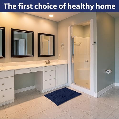 Miniatura 10 de LanYunUmi Juego de 2 tapetes de baño de felpilla, ultra suaves, antideslizantes, absorbentes, para inodoro, antideslizantes, extra y alfombras para