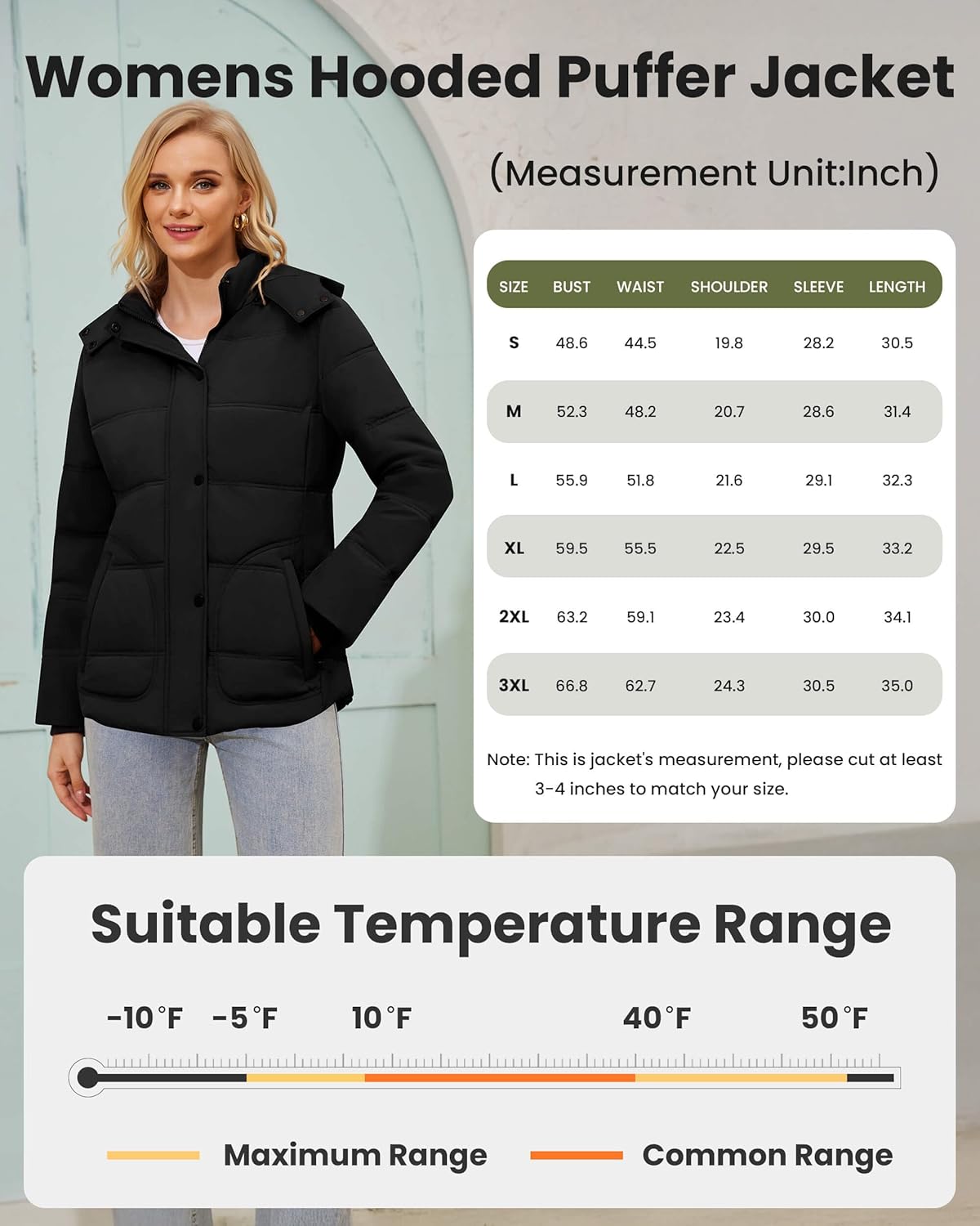 WULFUL Women's Winter Coats Lightweight Warm Thicken Puffer Jacket Waterproof Quilted Winter Jackets with Removable Hood - Image 6