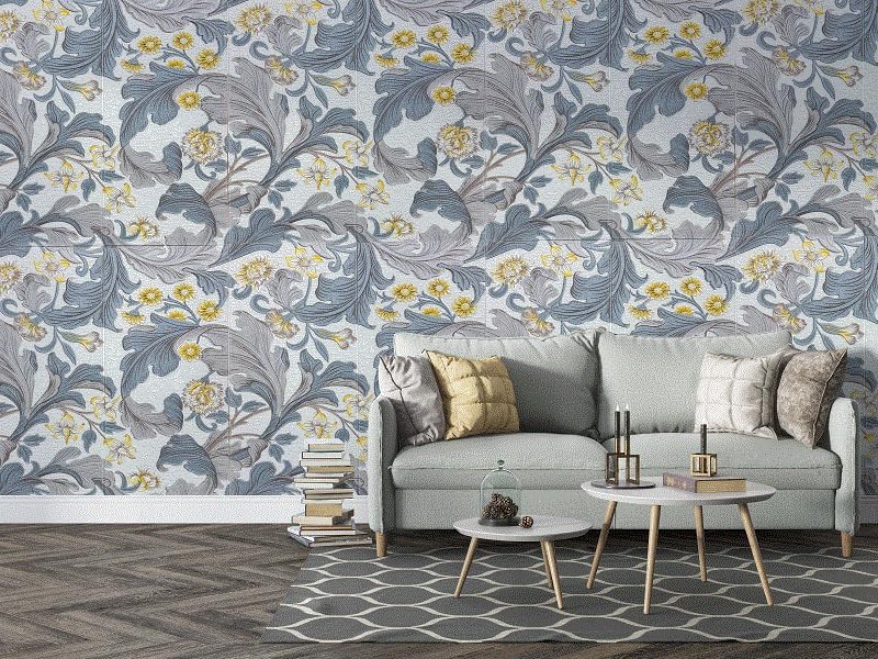 Odzeni Vintage Floral 3D Foam Wallpaper, Grey Gold Grey Gold Flower - Image 3