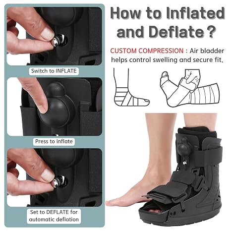 Air Cam Walker Boot, Short Inflatable Walking Boot Medical Recovery Orthopaedic Boots for Sprained Ankle, Broken Foot and Achilles Tendonitis (Small)
