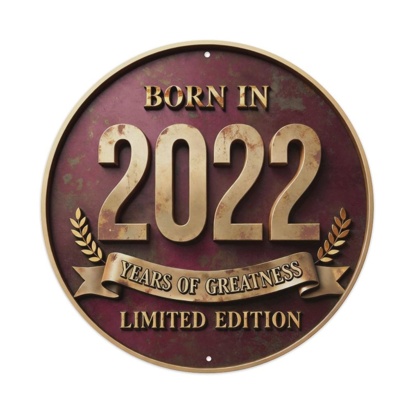 Okahys 8X8inch(20X20cm) Born In 2022 Years Of Greatness Year-Themed Birthday Gift Metal Tin Sign