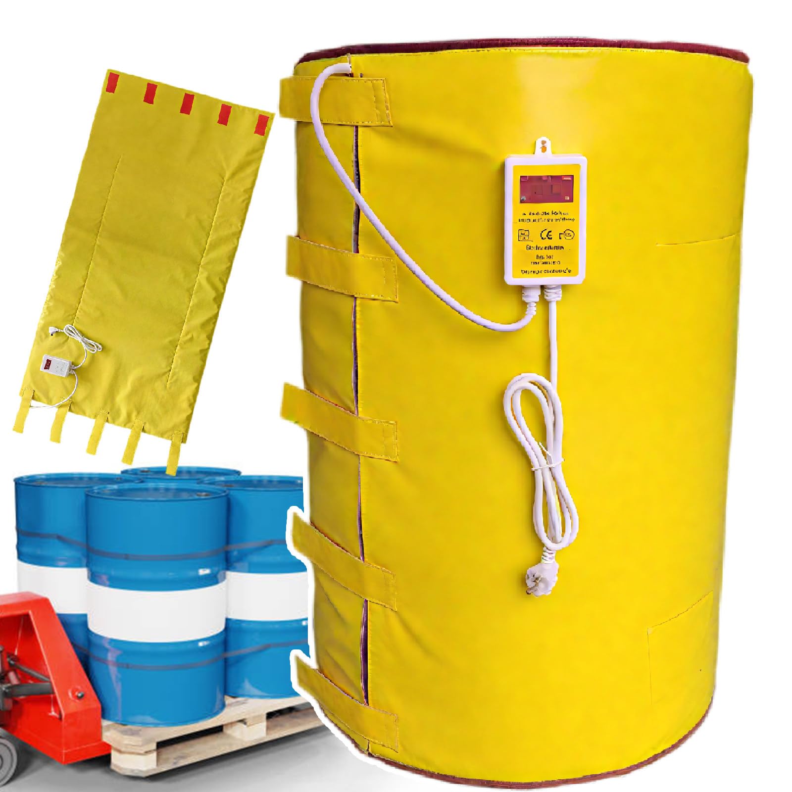 Podgrzewacz Beczek Ibc 2000 W Do Beczek 200 L | Izolacja Gorącym Kompresem | Regulacja 0-120°C Z Regulatorem Temperatury | Metalowy Podgrzewacz Beczek Z Olejem, Do Beczek