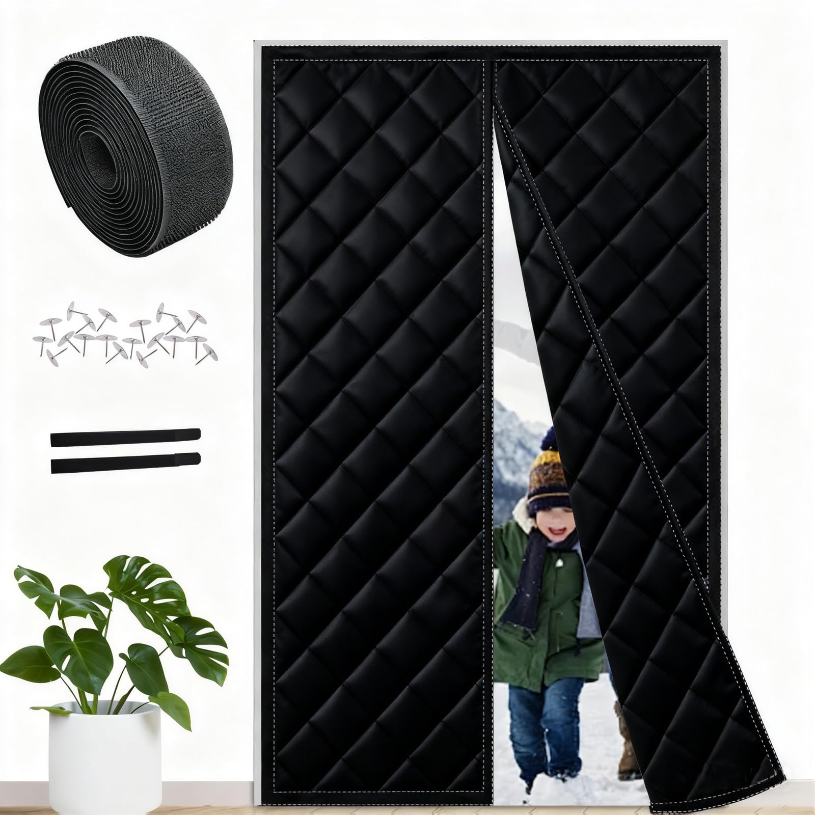 Rideau de protection thermique magnétique haut de gamme étanche et coupe-vent en tissu Oxford