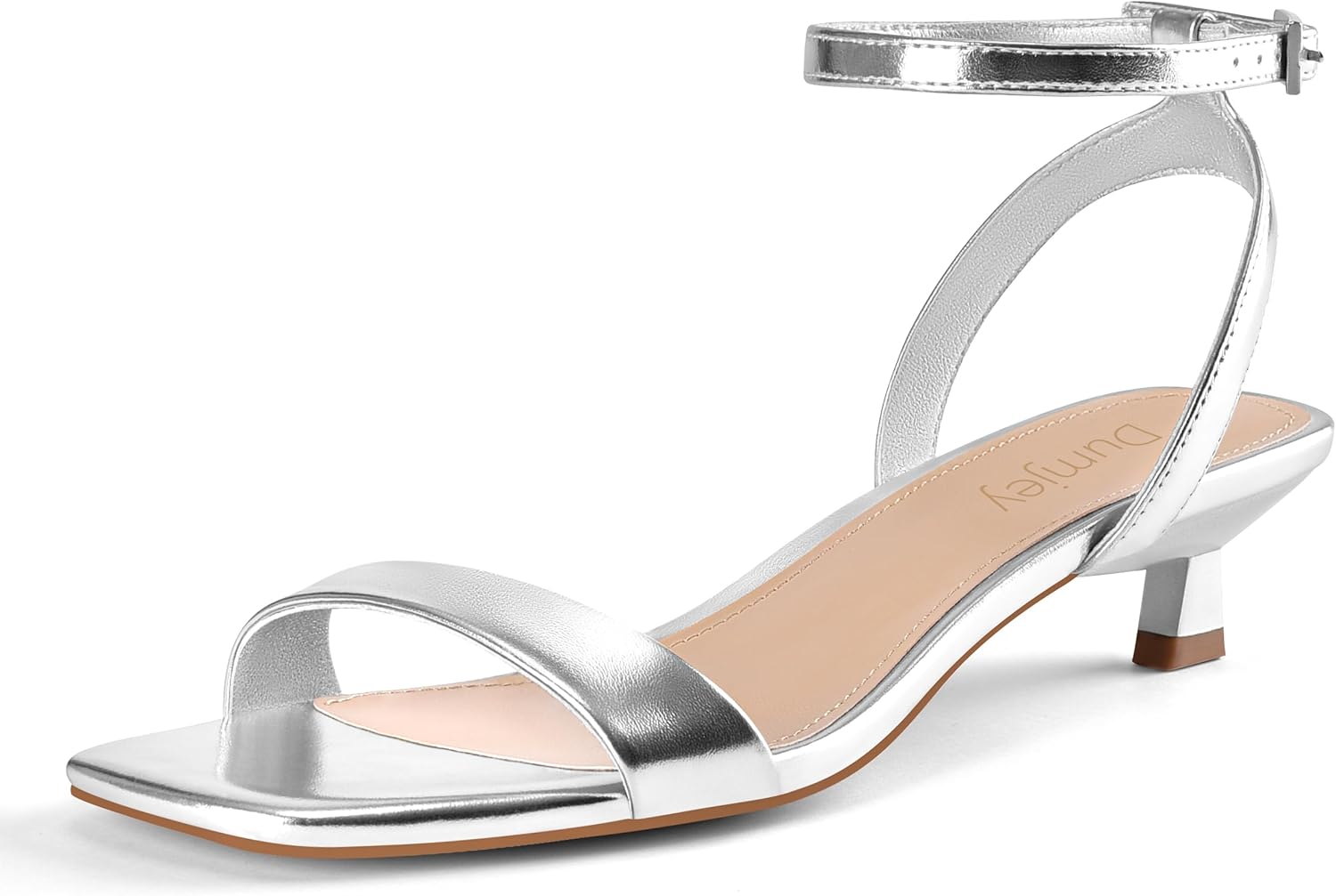 Women Kitten Heel Sandals Ankle Strap Heeled Sandals Square Open Toe Dress Wedding Party Shoes