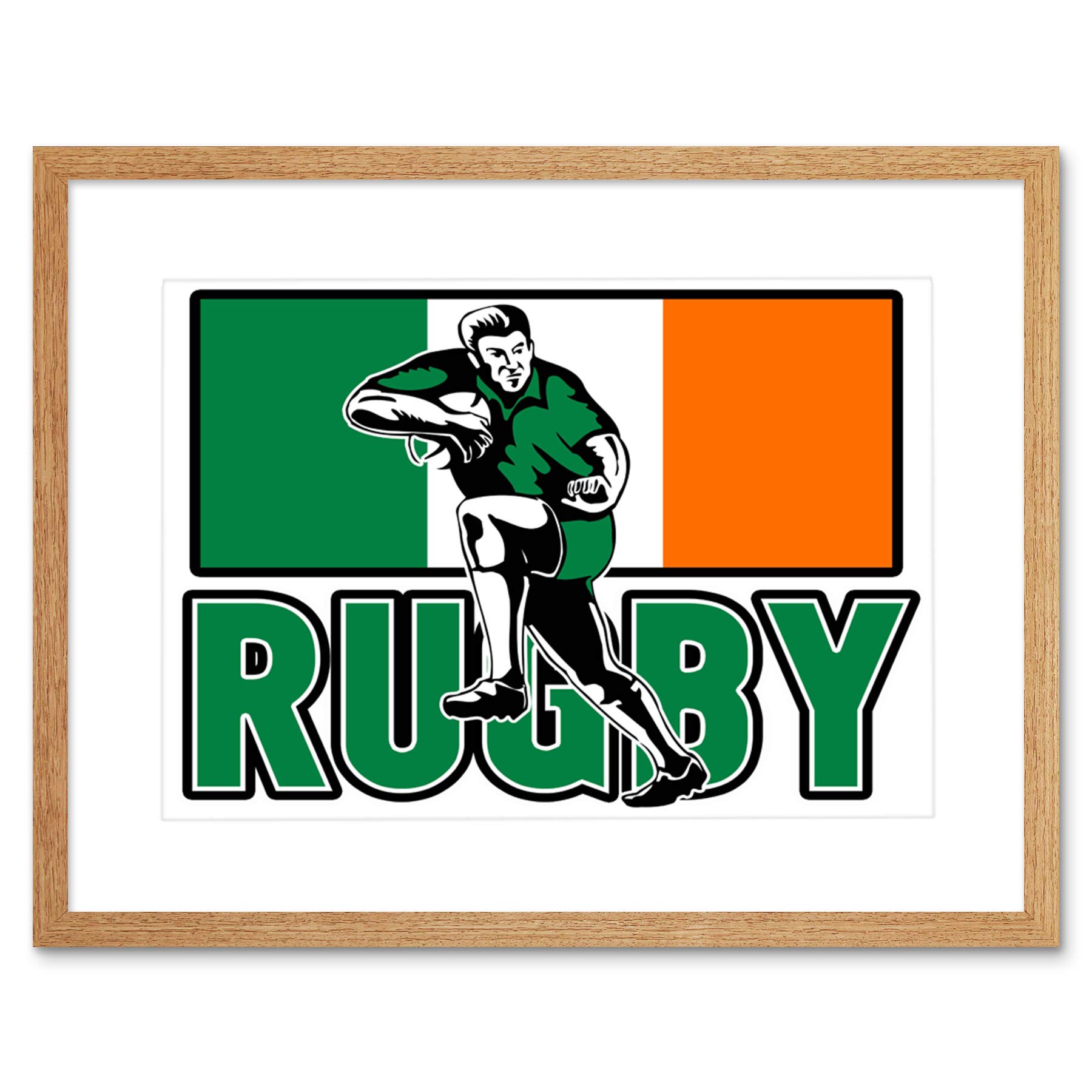 Wee Blue Coo Painting Sport Ireland Rugby Football Flag Irish Player Framed Wall Art Print