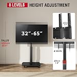 AOKCOS Rolling TV Stand for 32-65 in TVs Holds up to 88lbs-Max Vesa 400 x 400mm-Mobile TV Floor Stand with 8 Level Height Adjustment-60 Degree Swivel TV Stands for Living Room