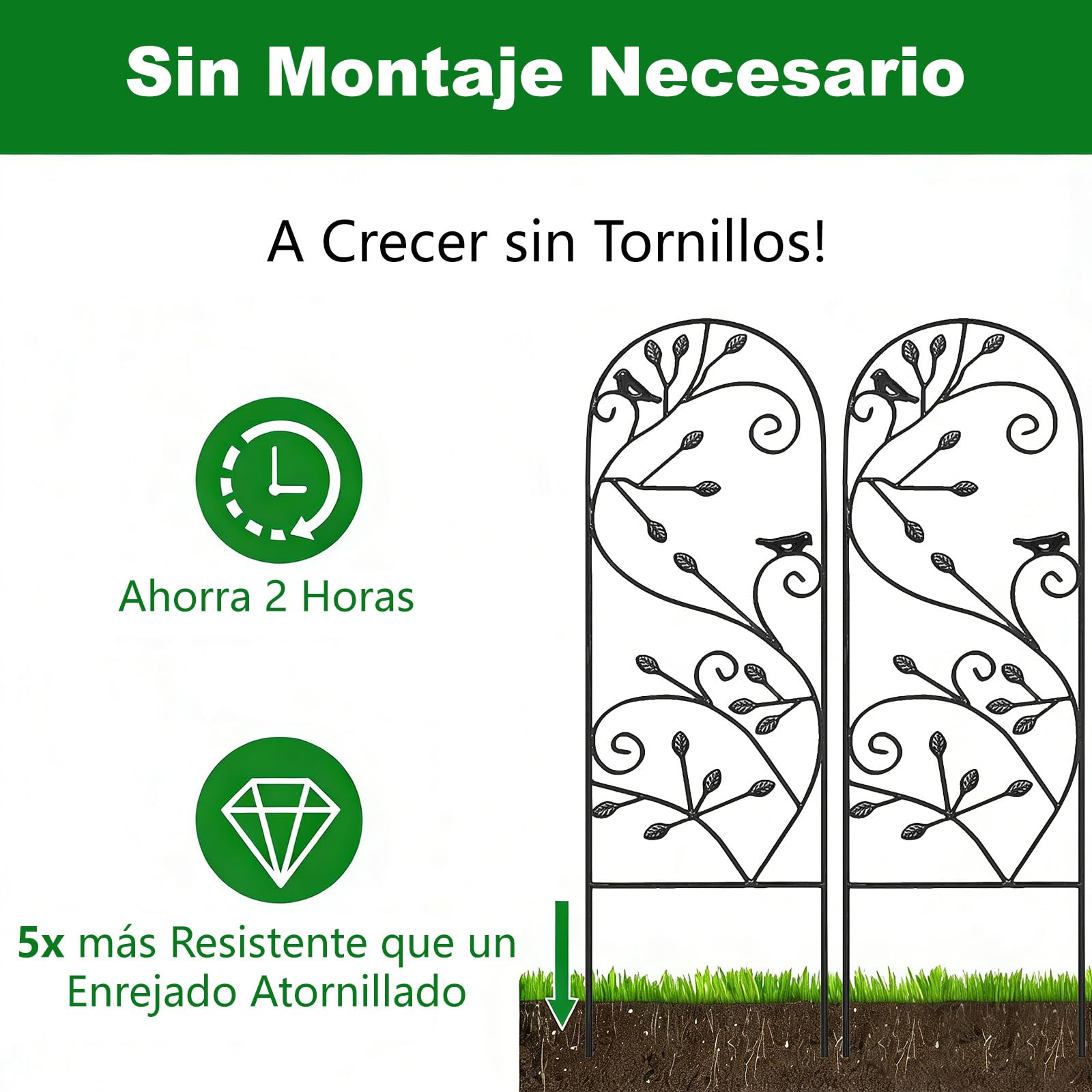 Amagabeli Enrejado Jardín de Metal Negro, 2 Piezas 1.2m(H) x 0.4m(L), Soporte para Plantas Trepadoras, Estructura Decorativa para Exterior/Interior, para Rosas, Hiedras, Enredaderas