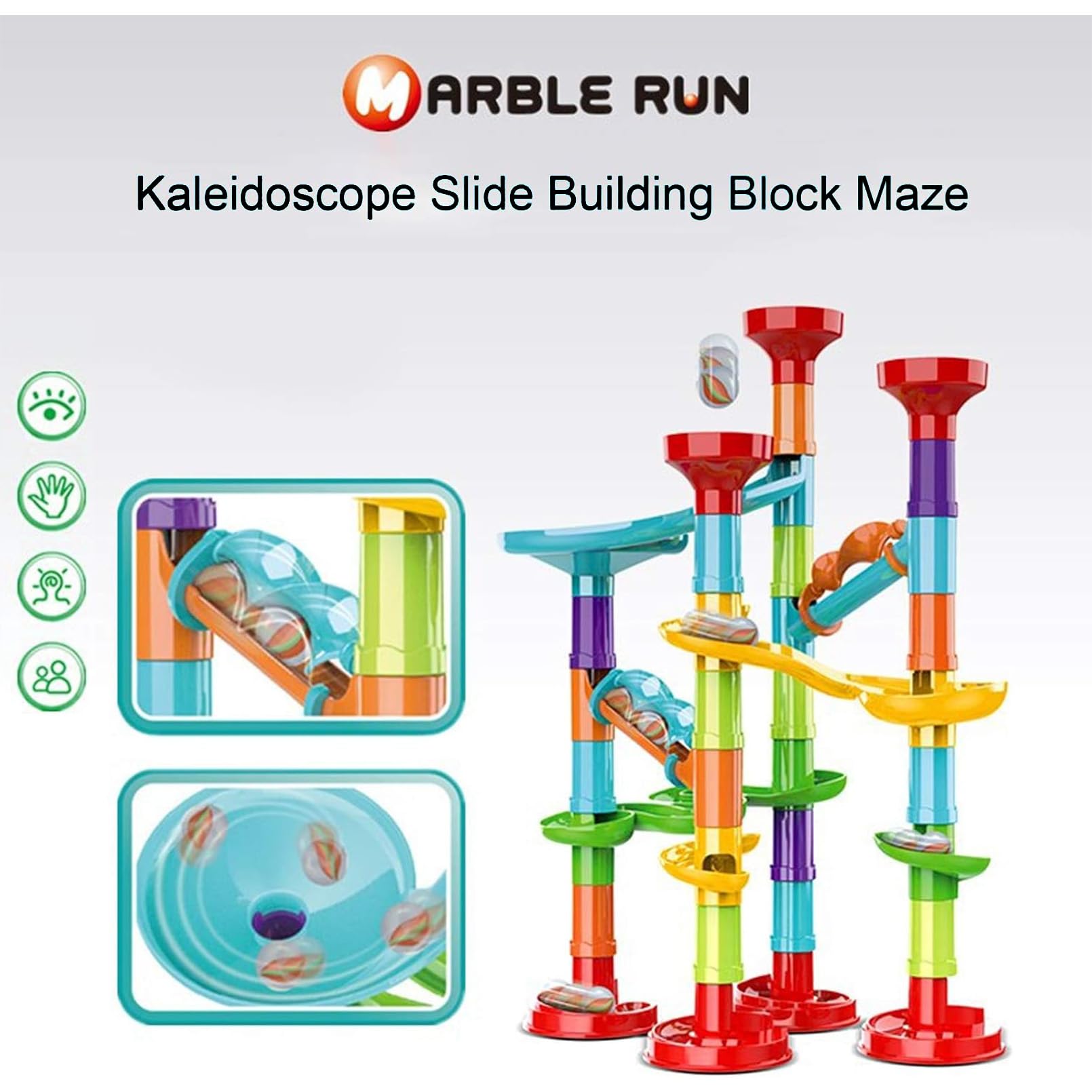 PLMMOUT 50Pcs Marble Run,Marble Track Educational Learning Toy,Marble Maze Construction Building Blocks with 30 Glass Marbles,Small Marble Runs Game for Girls Boys Birthday Gifts