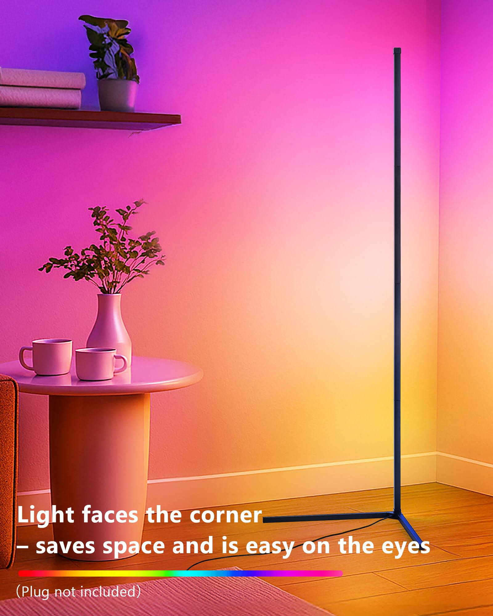 Lámpara de Pie LED RGB 150cm – Lámpara Esquinera Regulable con Mando, Control por Voz Alexa, Luz Ambiental para Salón, Dormitorio, Sala de Juegos