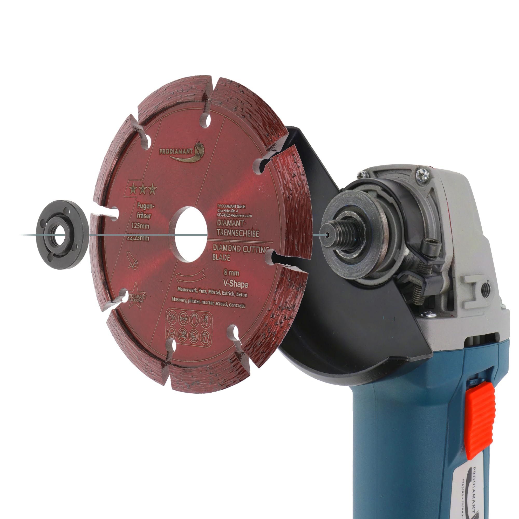 PRODIAMANT Frez do fug 125 mm szerokość 8 mm segment V kształt dachu do fug, betonu i muru