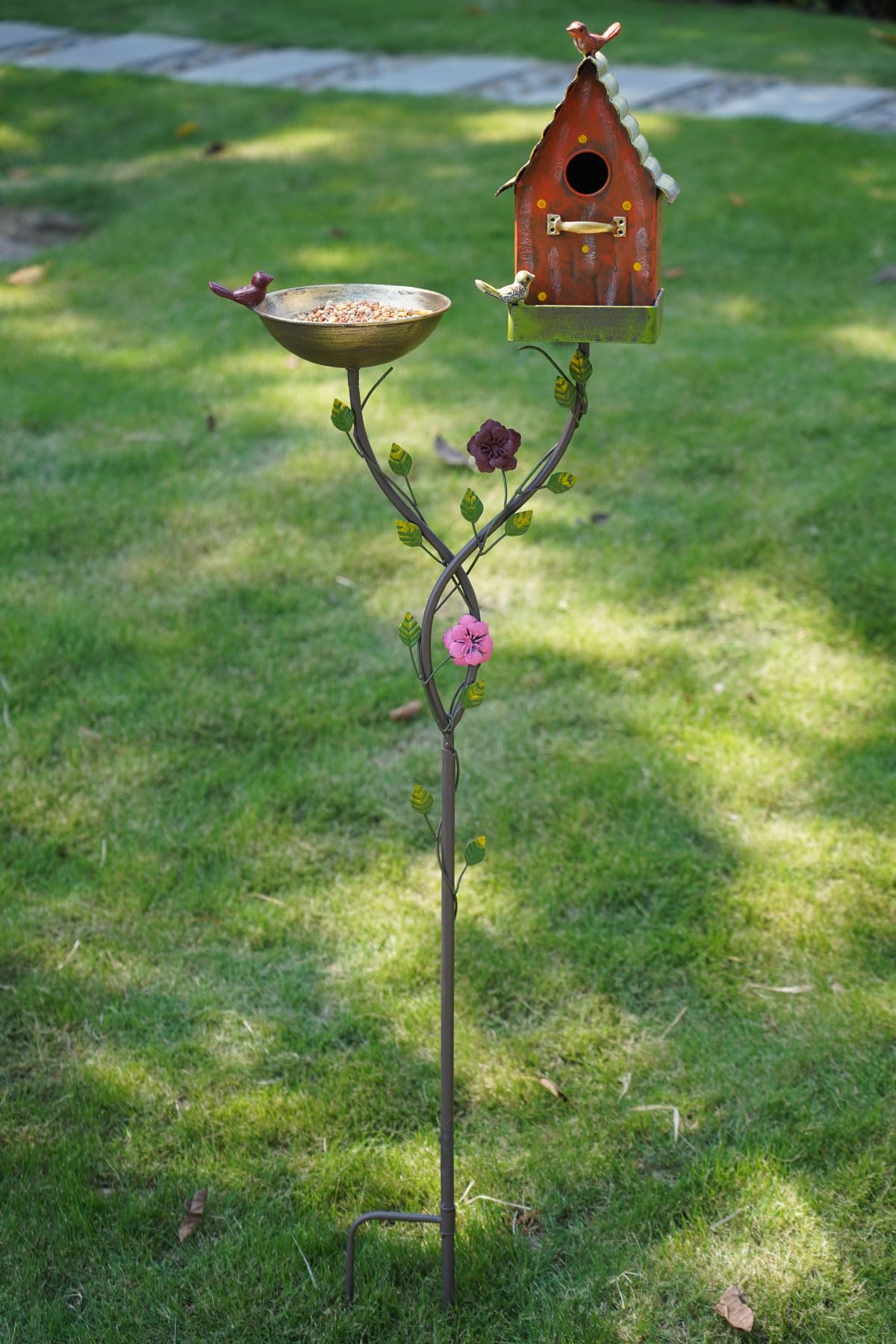 HLQMFHT Bagni per Uccelli da 142,2 cm H per Esterni, Ciotola per Uccelli in Metallo, Vassoio per mangiatoia per Uccelli, Casette per Uccelli per Esterni, Decorazione da Giardino