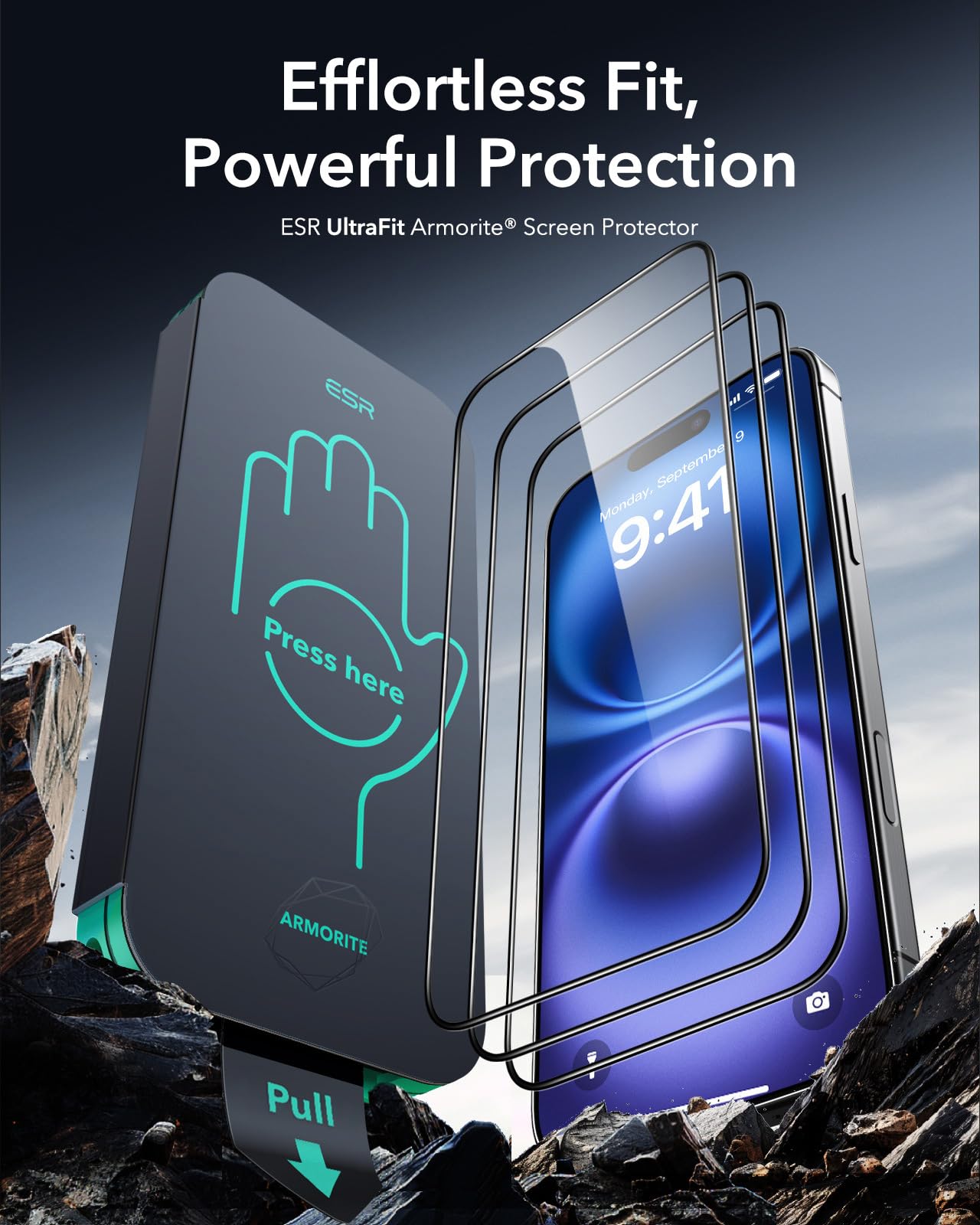 ESR Pellicola Vetro per iPhone 16/ iPhone 15, Vetro temperato 9H+, Zero bolle e polvere, Protezione di grado militare, Durevole con strumento di installazione facile, 3 Confezioni