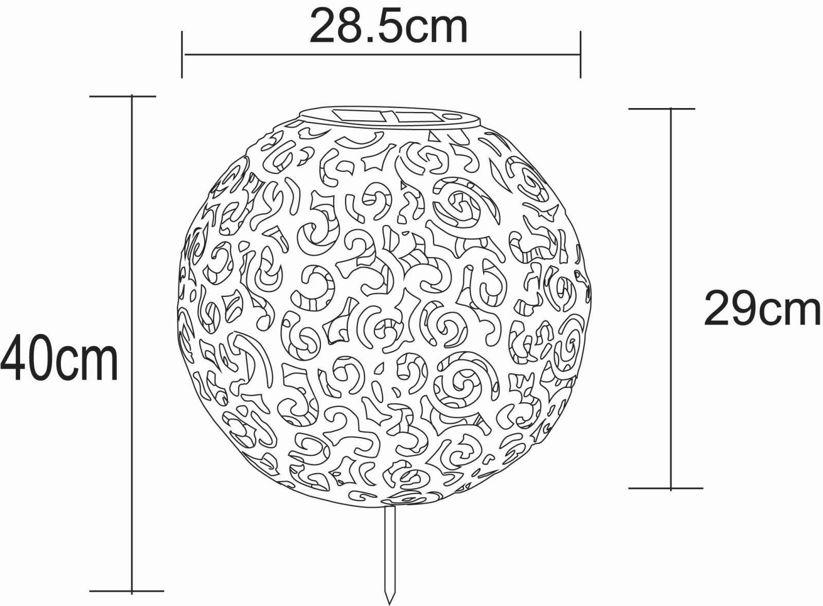 Globo - Lampada solare in metallo, 0,12 W, colore: Ruggine