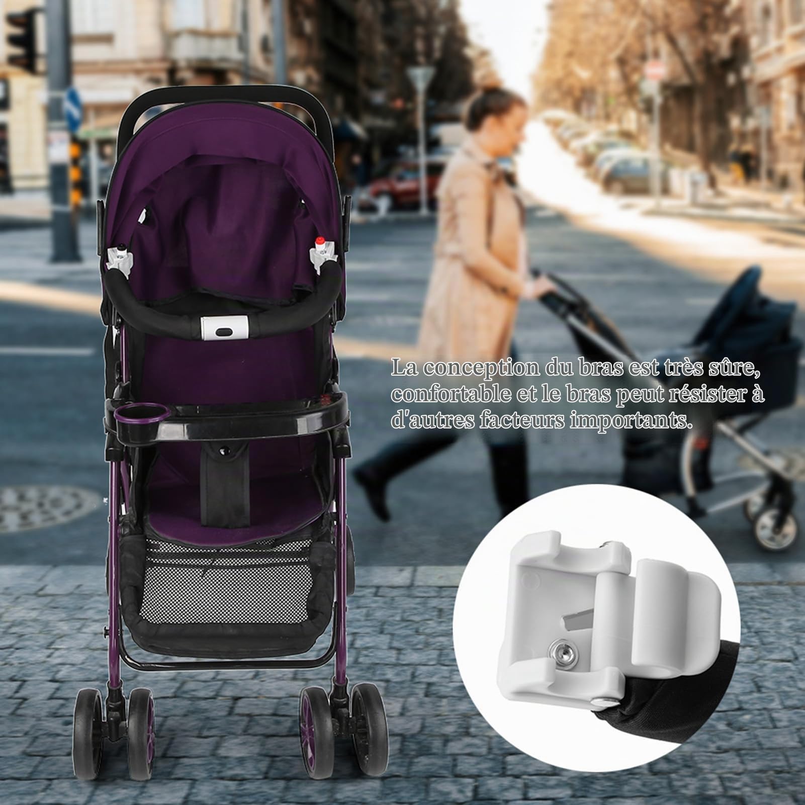 Poignée de Poussette Réglable arceau poussette universelle Barre de Pare-chocs, Entrée et Sortie Faciles, Pliable avec Guidon, Conception Humaine pour S'appuyer Paracolpi per passeggini