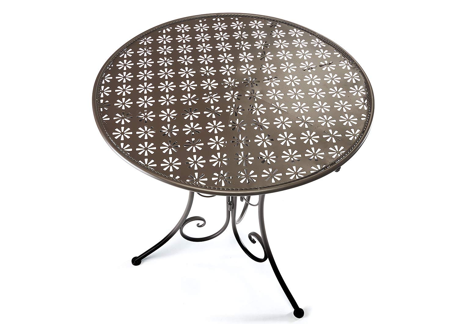 Kobolo Metalltischset Gartentischset Tisch und Zwei Stühle aus Metall in der Farbe braun