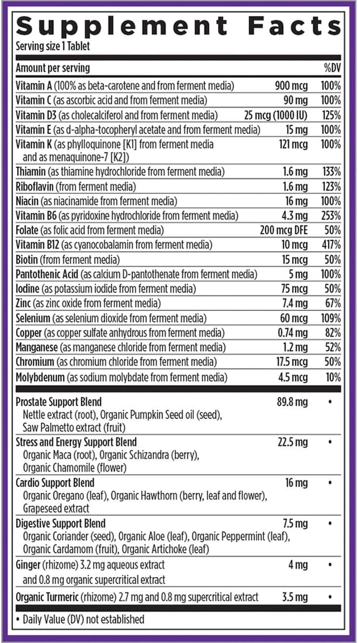 New Chapter Men's Multivitamin, Every Man's One Daily 40+, Fermented with Probiotics + Saw Palmetto + B Vitamins + Vitamin D3 + Organic Non-GMO Ingredients - 24 Count