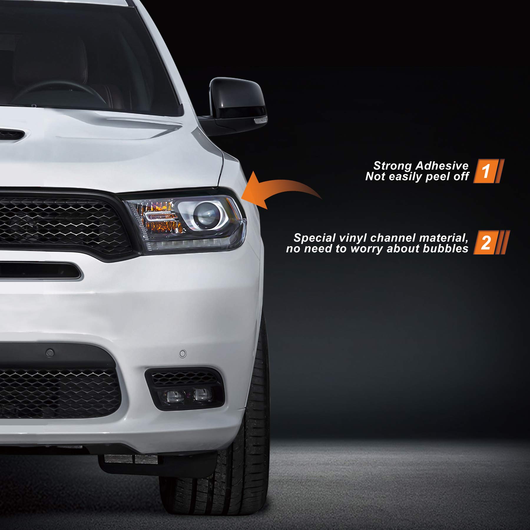 NDRUSH Blackout Headlight Eyelid Vinyl Tint Film Precut Overlays