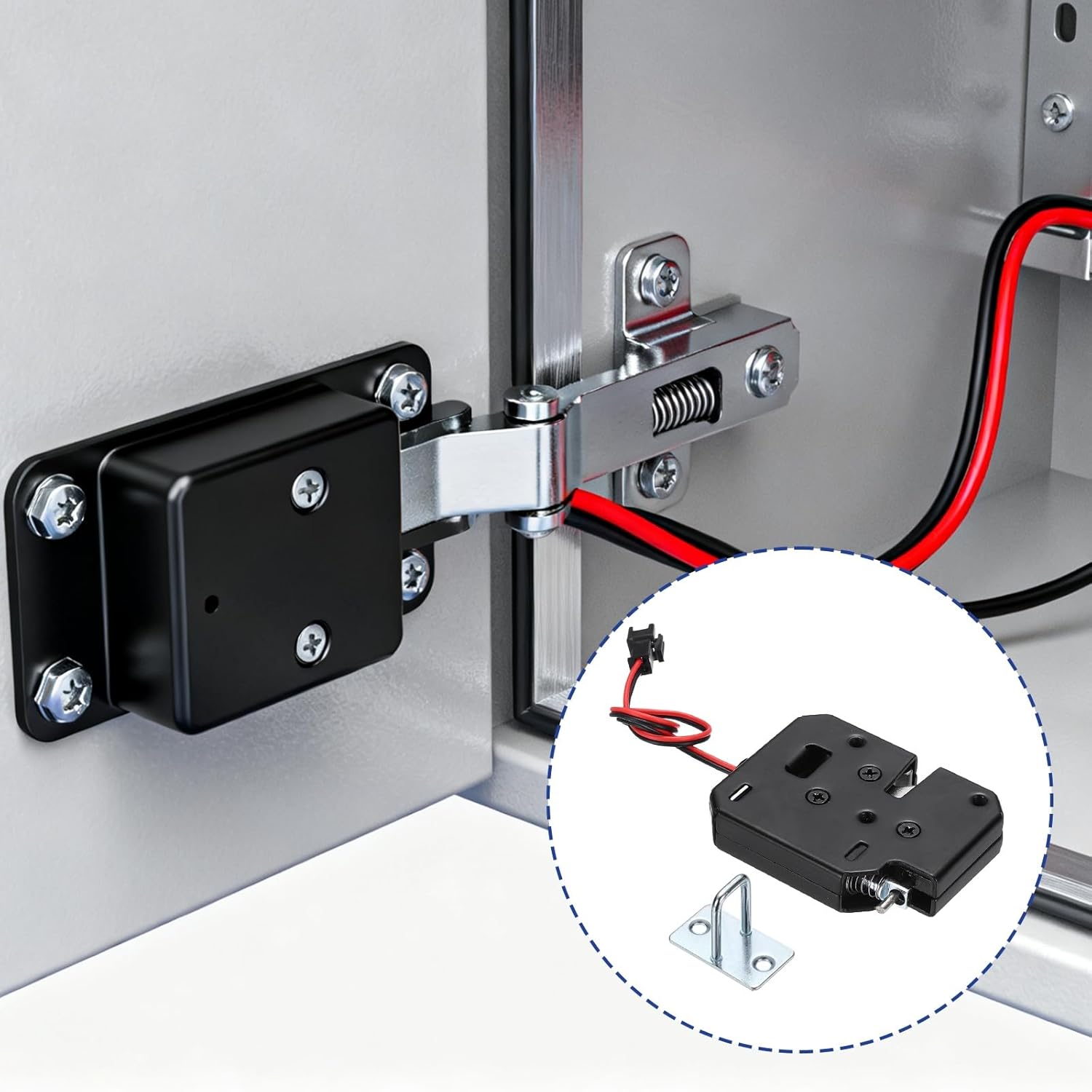 PATIKIL DC 12V 2A Solenoid Cabinet Electronic Spring Lock, (63 x 50 x 13mm, Black) (1 Pcs), Electric Control Lock Suit for - Storage Drawers/Vending Machines/Mailboxes (2 Wires)