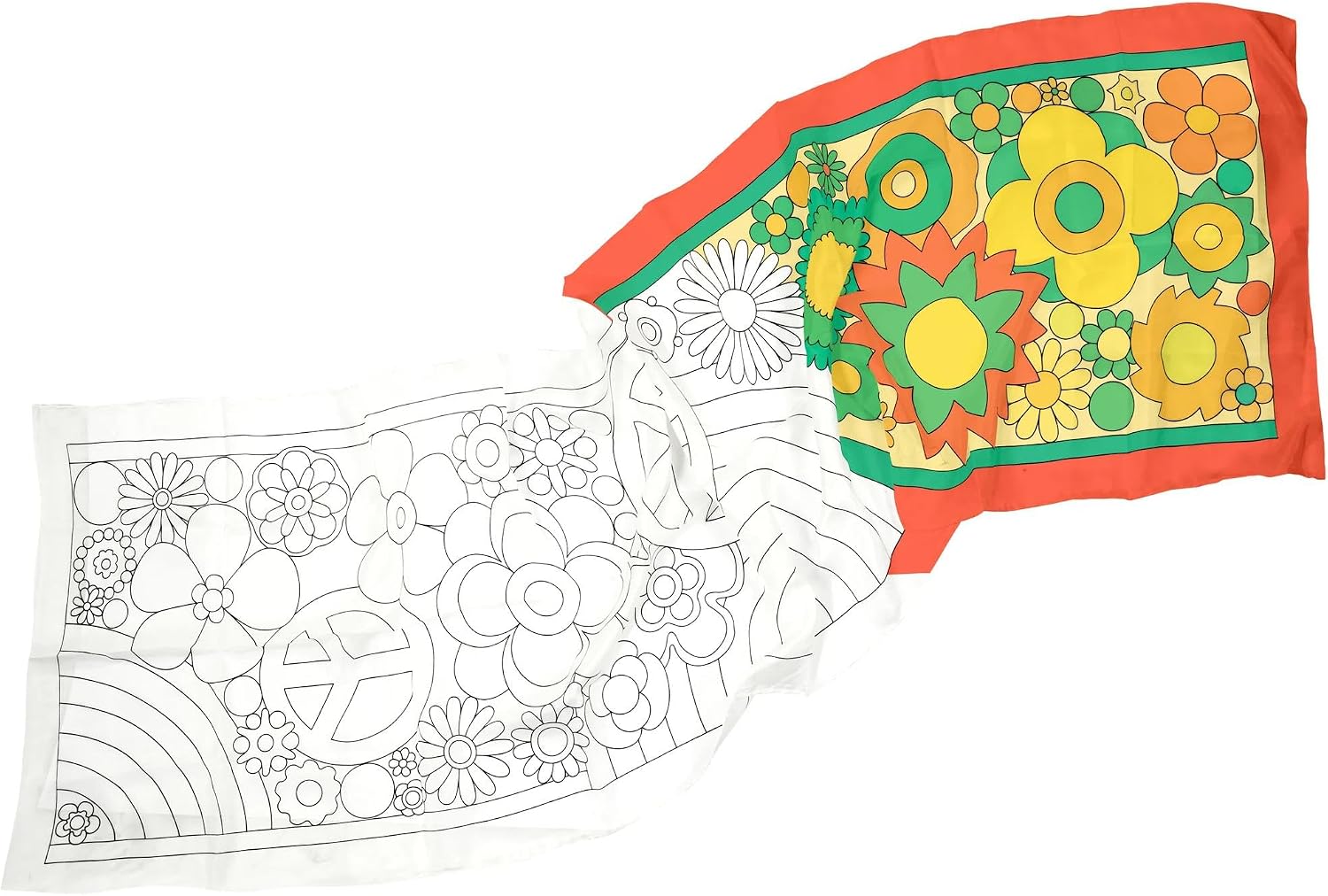 DUPECLVP005C Silk Scarf 180 x 43 cm Flower Power White