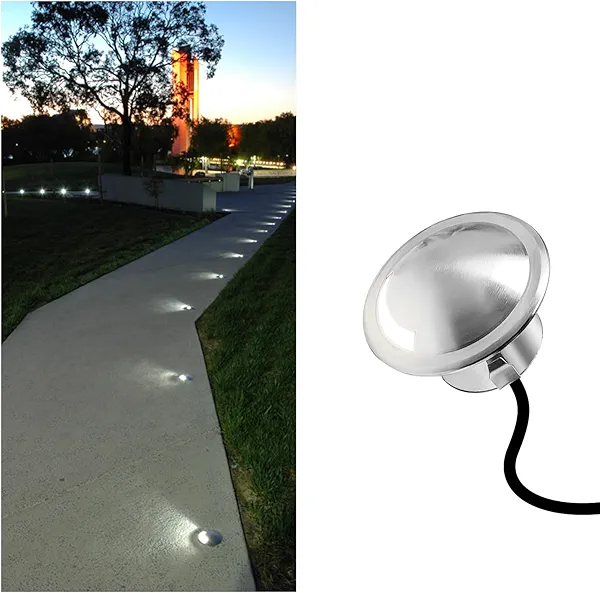 MALORY Recessed LED Deck Light, 4W 12V Low Voltage Landscape Lighting, Outdoor Step Stair Lights, Deck Lighting for for Outside Floor Yard (SG05- Round Top, 1-Pack 5000K)