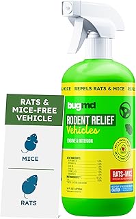 BugMD Rodent Repellent for Car Engines | Natural Peppermint Oil Spray to Repel Rats, Mice & Squirrels from Cars, RVs & Trucks