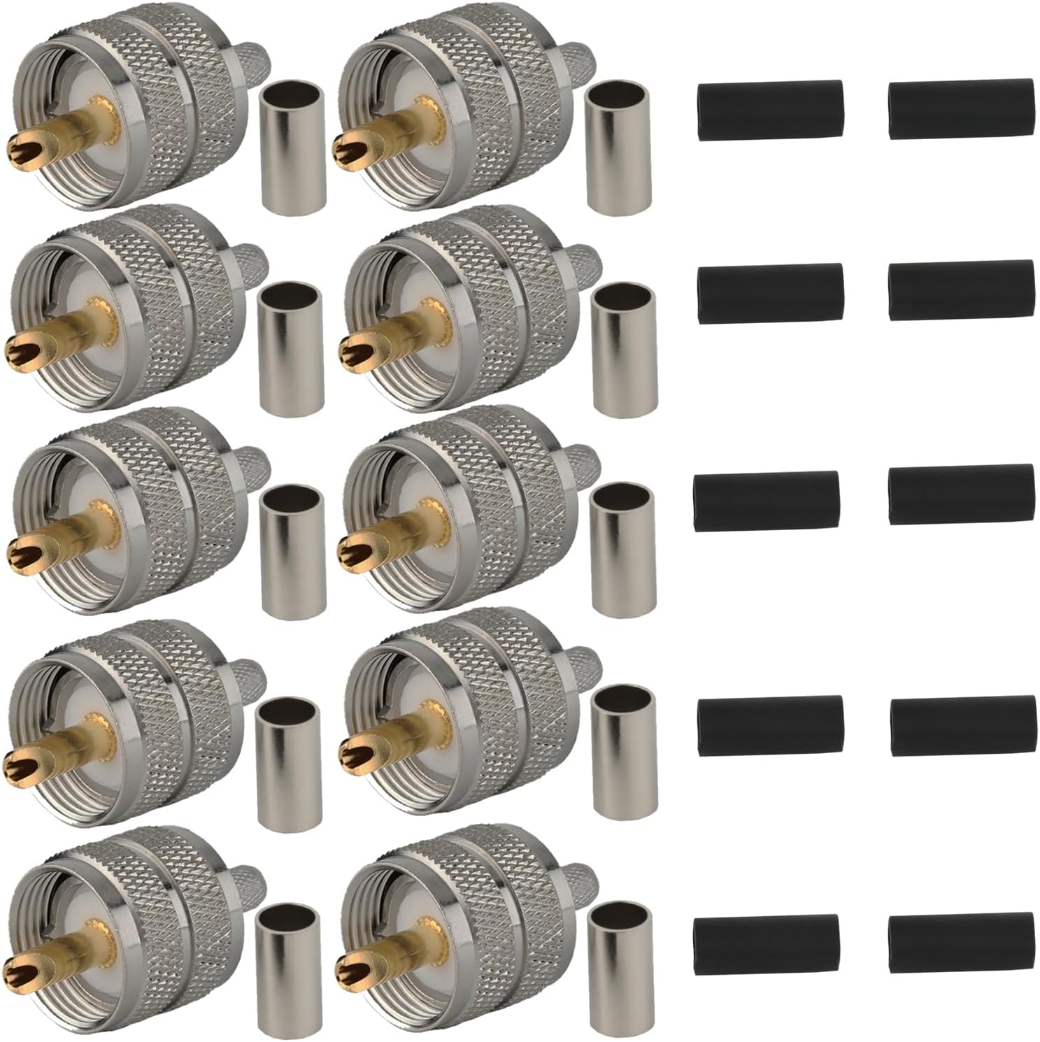 UHF PL259 PL-259 Connector Male Crimp for RG58/U LMR195 Cable (UHF Male rg58 Pack 10)