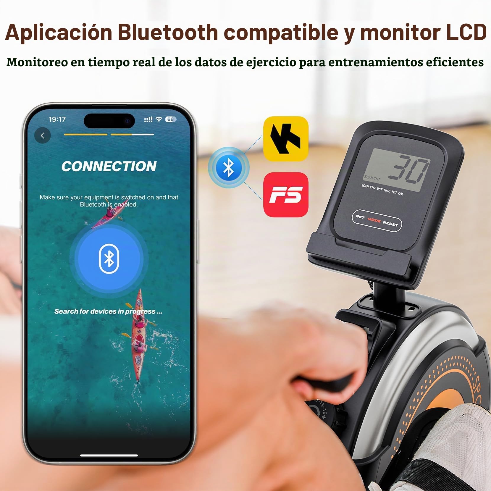 Dripex Máquina de Remo Silenciosa para Casa, 16 Niveles de Resistencia, Rieles Dobles Estables, Pantalla LCD, Soporta hasta 158 kg, Conexión Bluetooth con App, Ideal para Fitness en Casa