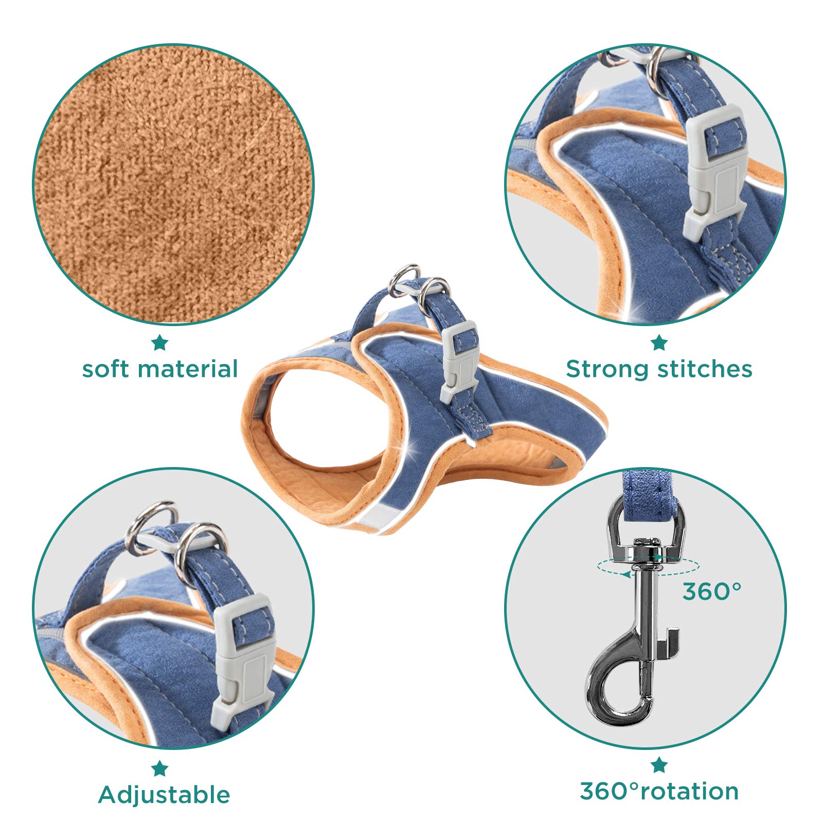 Pettorina Con Guinzaglio Per Gatto GeeRic - Leggera, Riflettente, Regolabile, Taglie S/M/L - Foto 6