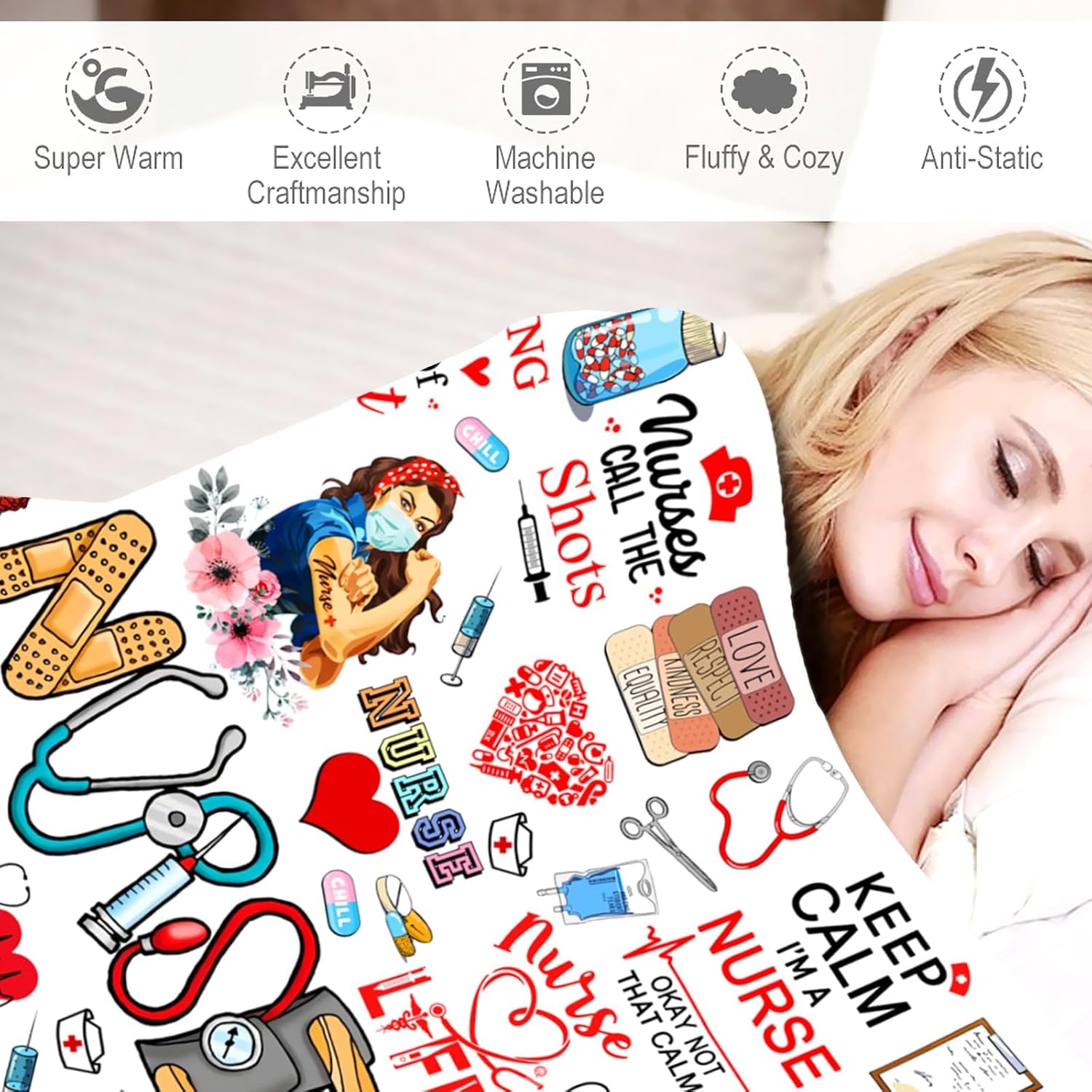 STAPOP Nurse Gifts Blanket for Women Blankets Throw Plush Stuff Nurse Practitioner Gifts Best Nurses Ever Nurse's Day Gift for Nurses Graduation Appreciation Gift Ideas 80"X60"