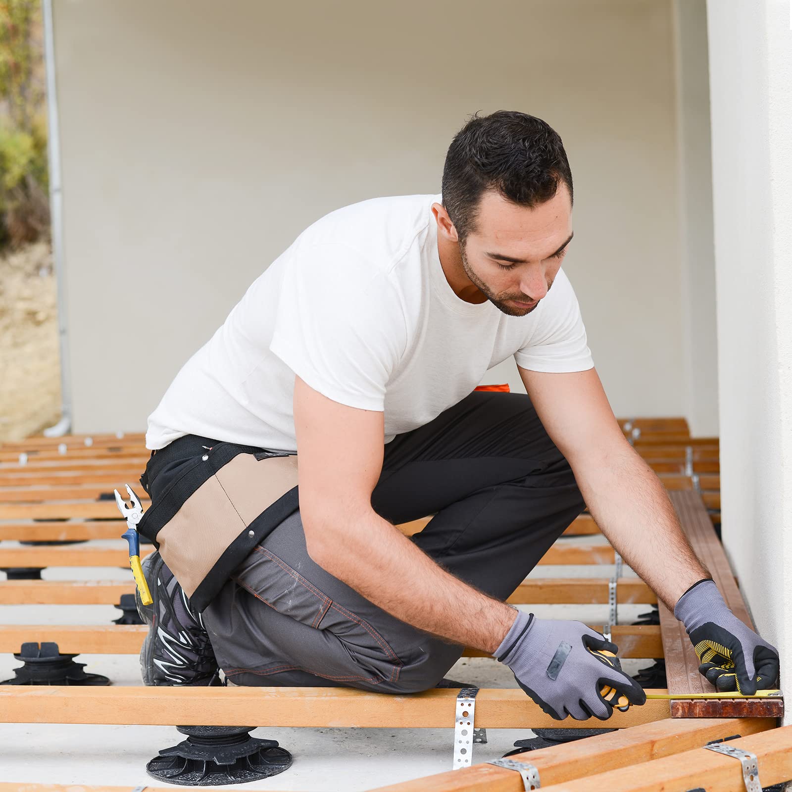 Montafox 10 x Plot Réglable 18-220 mm Support Terrasse WPC Bois Pieds