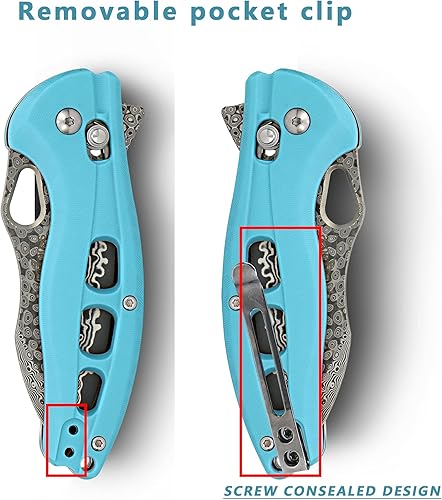 Miniatura 5 de ALBATROSS Cool Flipper Axis Lock - Cuchillo de bolsillo plegable de apertura con hoja de acero de Damasco moderna de 3 pulgadas y mango FRN de alta