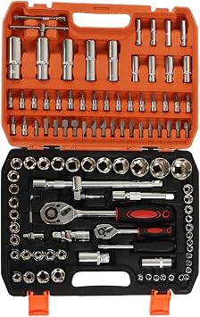 108 Pieces Tool Box, Mechanic Tool Set with Ratchet Wrench, Chrome Steel for Home Repair and Auto Maintenance