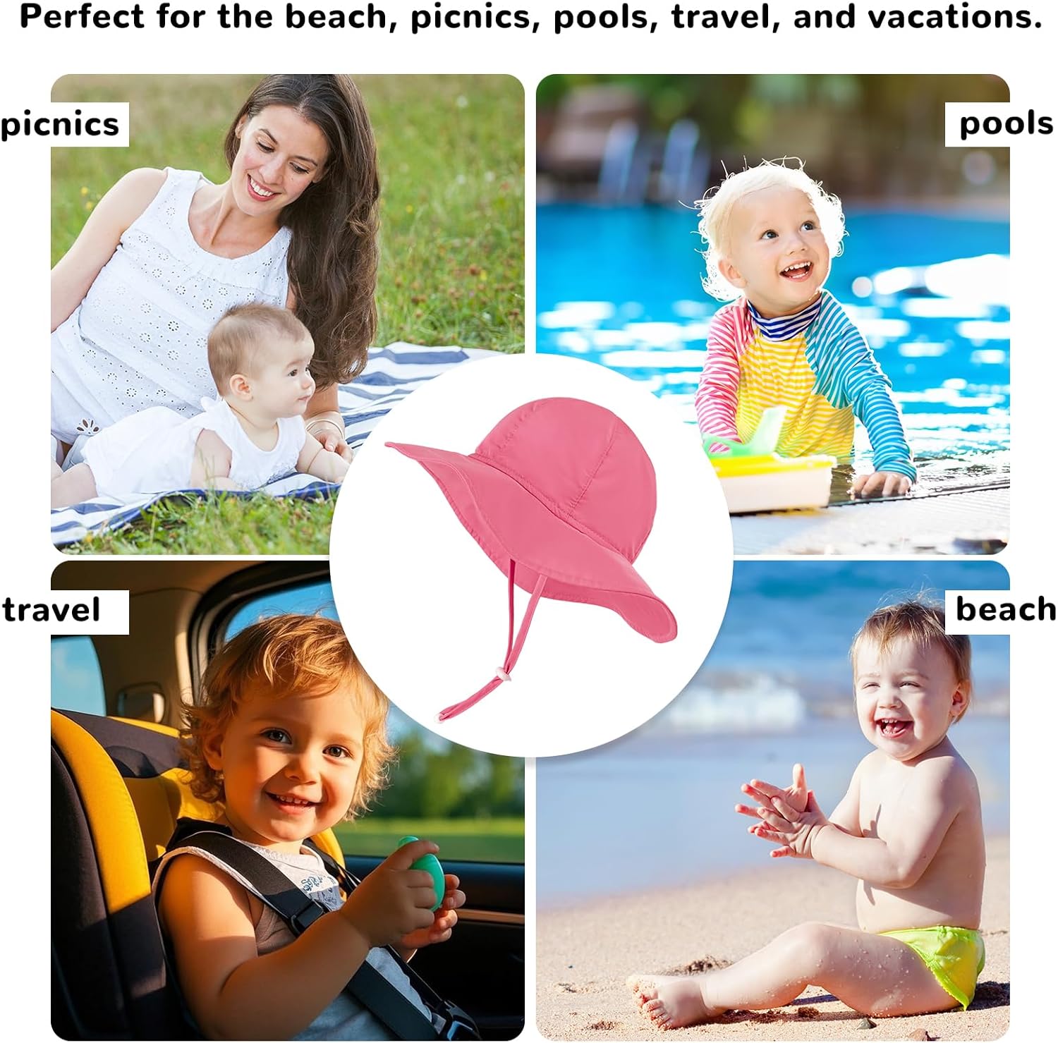 HECCEI Baby Sun Hat, Windproof, Sunscreen, Warm, UPF 50+ DryShade WhaleFold Outdoor Beach Hat for 0-24 Months Toddler - Image 5