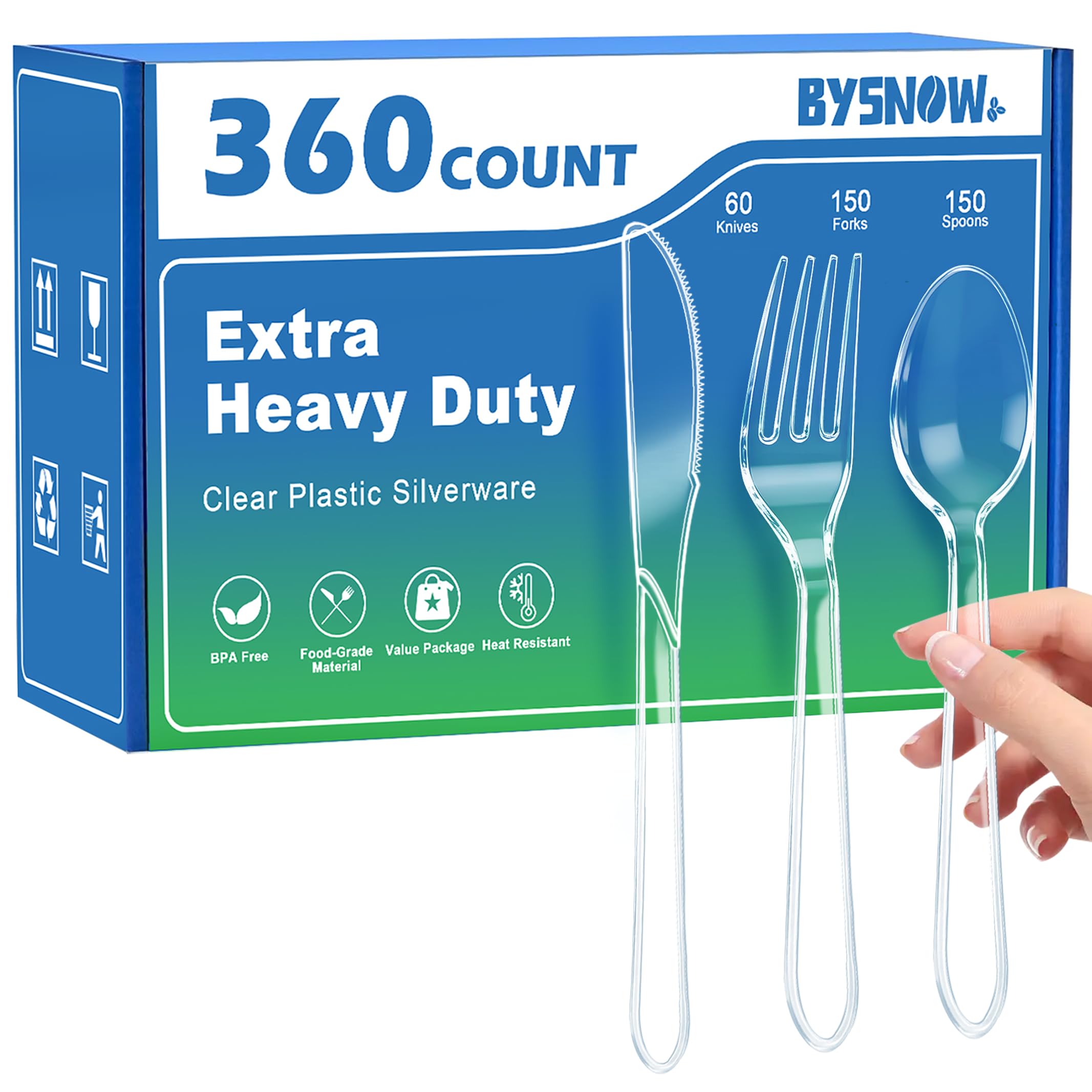 BYSNOW 360 Pack Heavy Duty Disposable Silverware -1