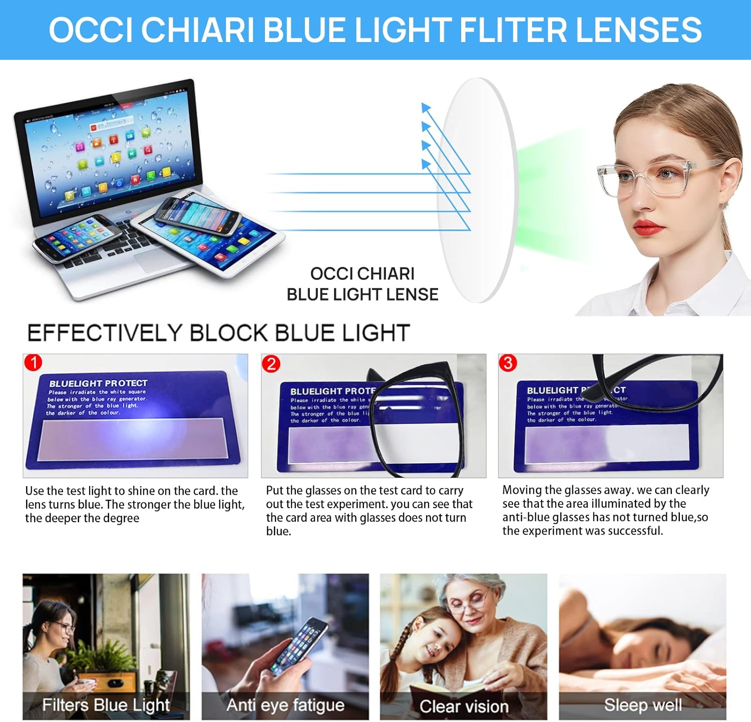 OCCI CHIARI Bifocal Reading Glasses for Women Fashion Large Blue Light Readers 1.0 1.5 2.0 2.5 3.0 3.5