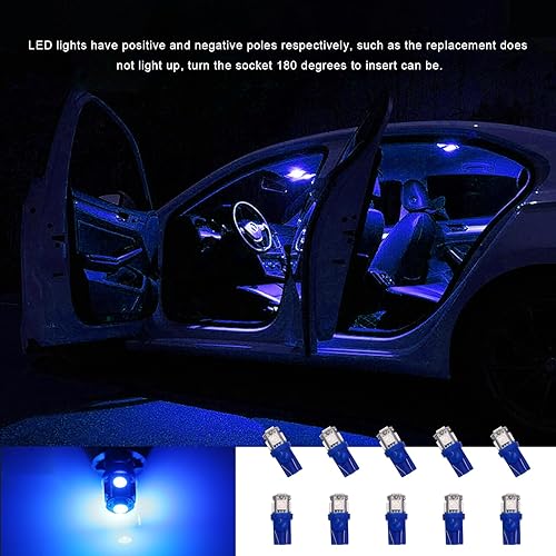Miniatura 6 de T10 5050 5SMD - Juego de 10 bombillas LED para el interior del automóvil, bombillas LED superbrillantes de repuesto para salpicadero, cúpula, mapa,