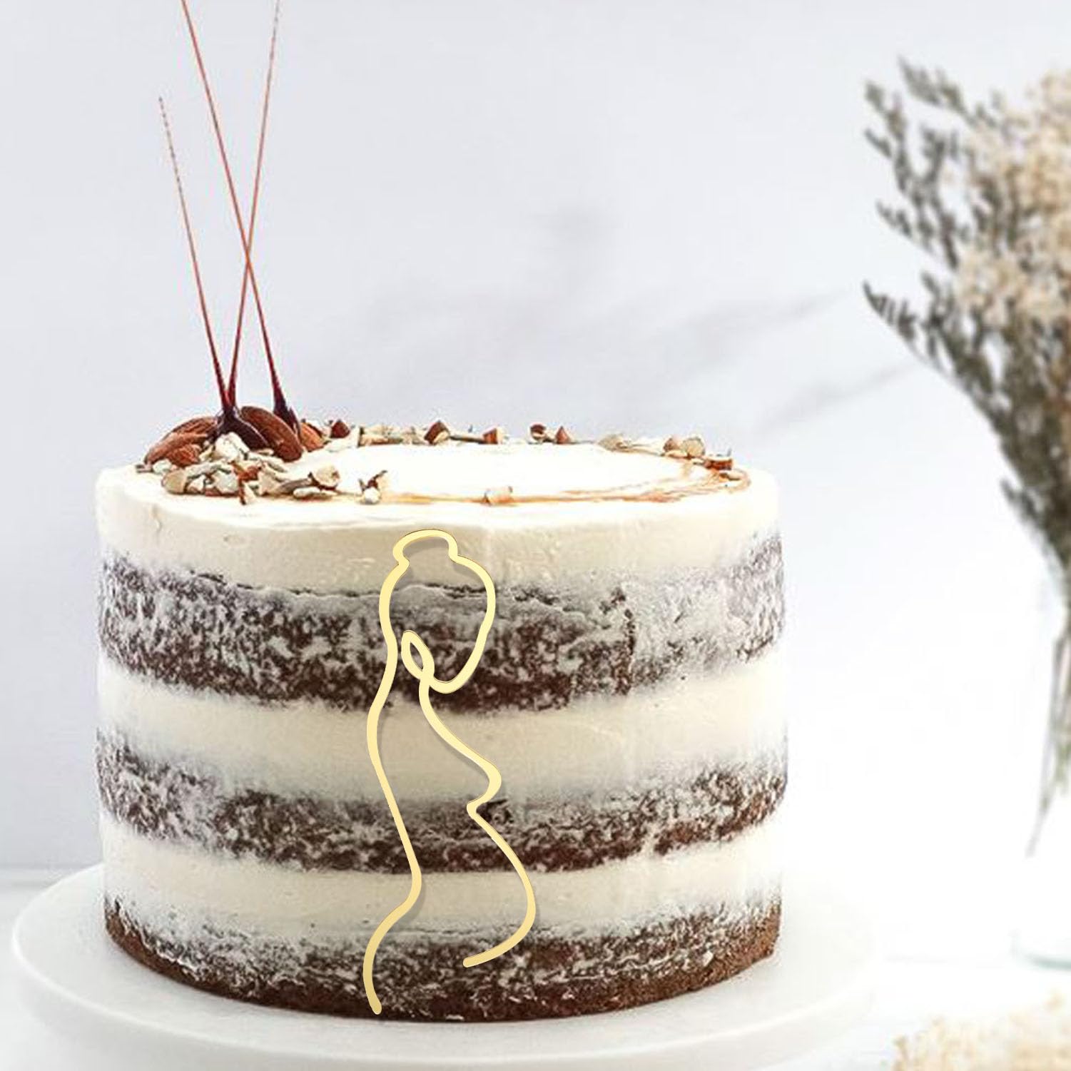 Pregnancy Line Art, Acrylic Cake topper,Pregnant Woman