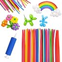100 PCS Long Twisting Balloons with Hand Pump – Modeling Balloons for Balloon Animals, Flowers, Rainbow Decorations & Kids Party Supplies gallery image