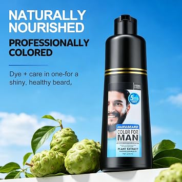 Men'S Beard Colour, 3 in 1 Beard Dye Dark Brown For Hair Beard & Moustache, 5 Minutes For Easy Application,Instant Beard Dye Shampoo For Facial Gray Hair Coverage 200Ml