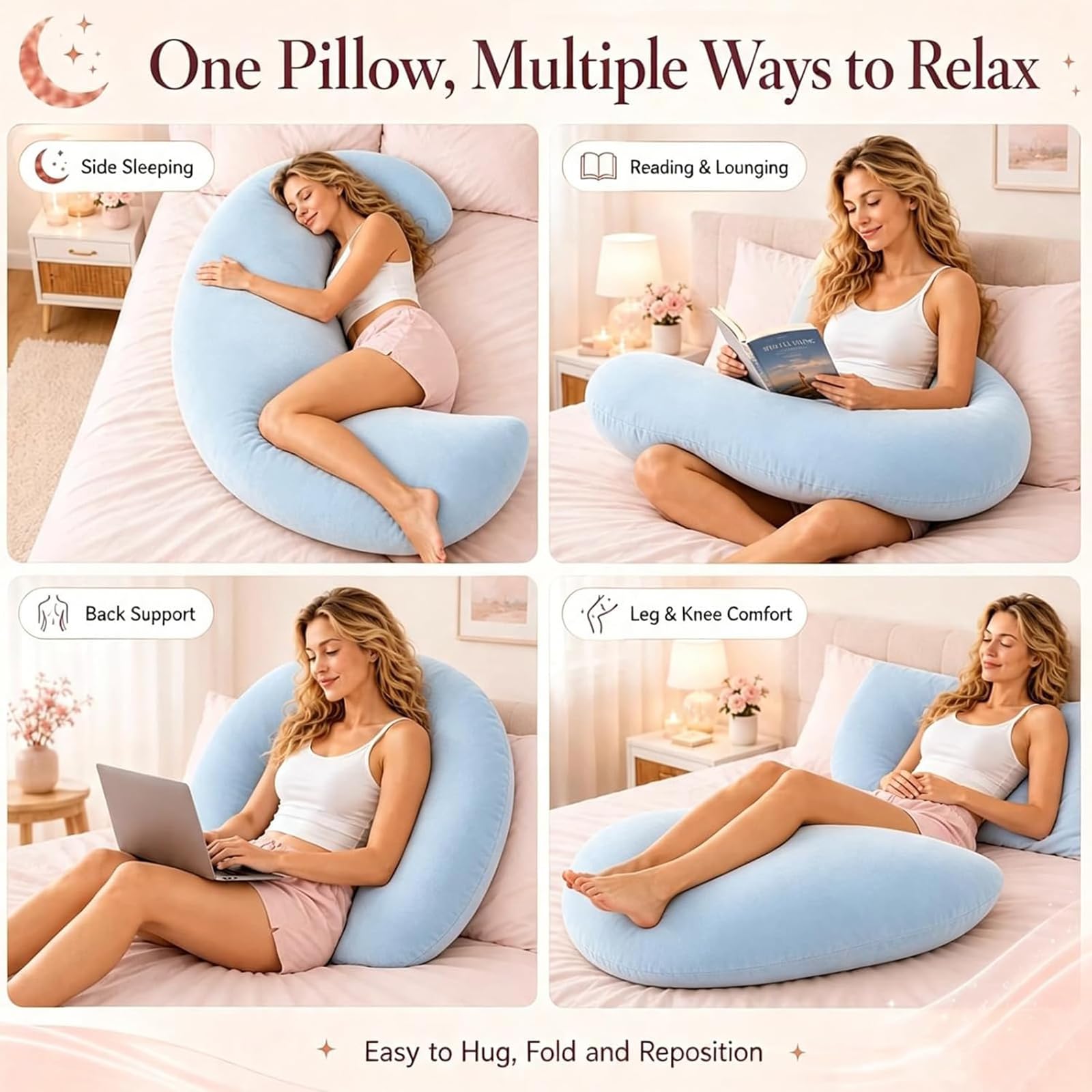Almohada Corporal para quienes Duermen de Lado,Almohada Moon Sleep