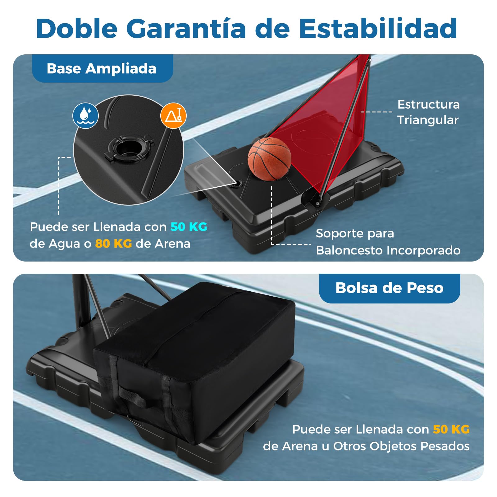 GOPLUS Canasta de Baloncesto Portátil con Altura Ajustable en 10 Niveles