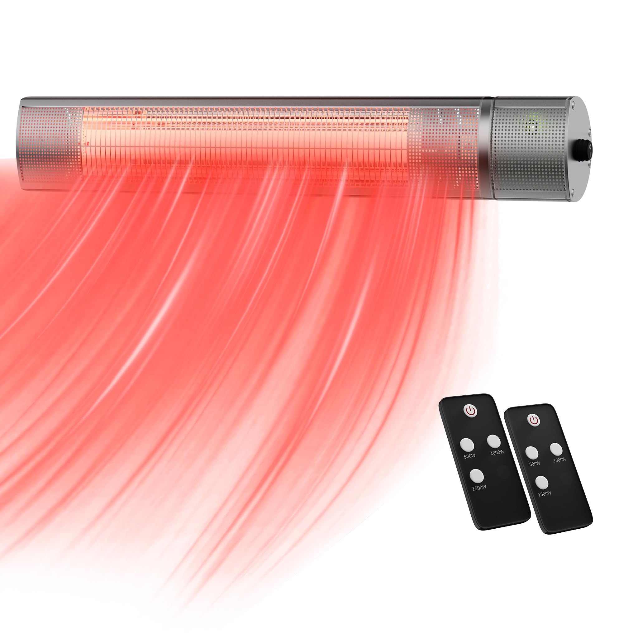 SURJUNY 1500-Watt Indoor/Outdoor Patio Heater with Remote, IP65 Waterproof Rated for Outdoor Use in Wet Conditions, Wall-Mountable, Infrared Outdoor Heater for Restaurant, Backyard, Garage, and Decks